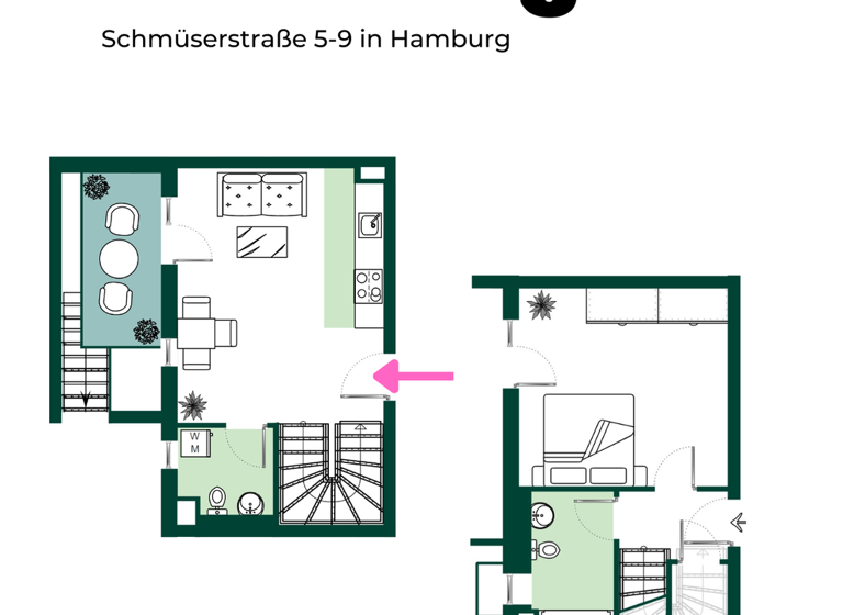 Maisonette zur Miete - Erstbezug 1.542 € 2 Zimmer 68,4 m² EG frei ab 01.06.2026 Schmüserstraße 5-9 Wandsbek Hamburg 22041