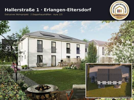 Doppelhaushälfte zum Kauf - Erstbezug provisionsfrei 714.268 € 5 Zimmer 127 m² 258 m² Grundstück frei ab sofort Hallerstraße 1 Eltersdorf Erlangen 91058