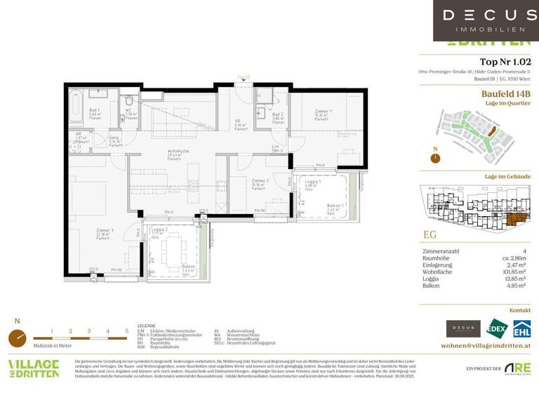 Wohnung zum Kauf - Erstbezug 782.000 € 4 Zimmer 101,9 m² EG Wien 1030