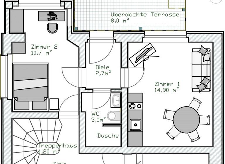 Wohnung zur Miete auf Zeit 1.190 € 2 Zimmer 30 m² frei ab 04.04.2026 Zuffenhausen Stuttgart 70435