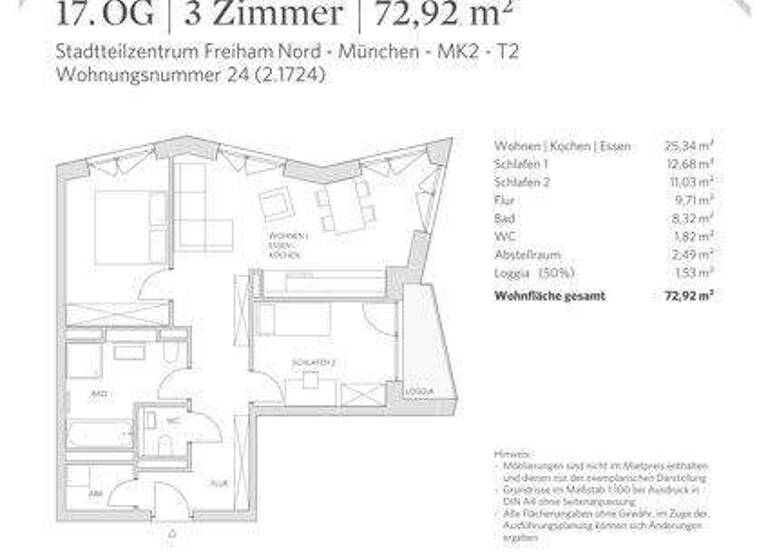 Wohnung zur Miete 1.910 € 3 Zimmer 72,9 m² 17. Geschoss Mahatma-Gandhi-Pl. 4 Aubing-Lochhausen-Langwied München 81248