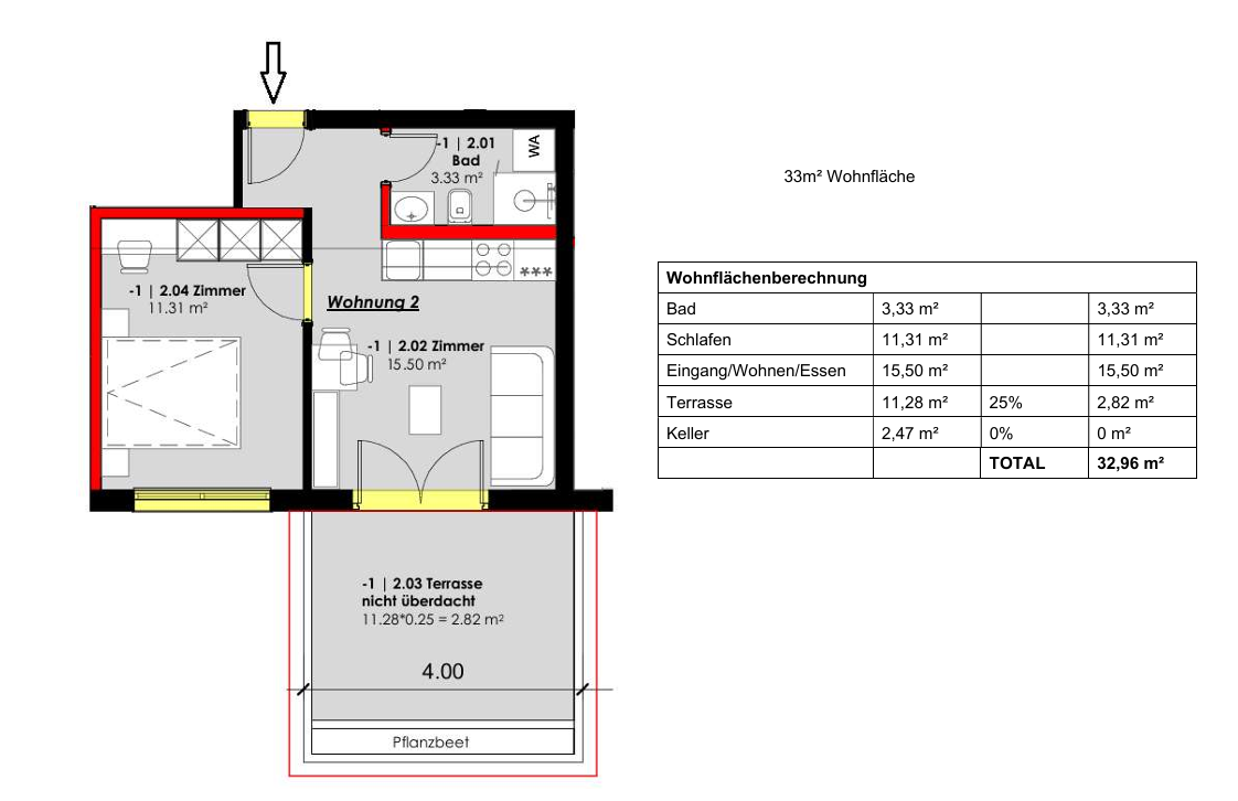 Wohnung zur Miete 650 € 2 Zimmer 33 m²<br/>Wohnfläche 1.<br/>Geschoss 15.12.2024<br/>Verfügbarkeit Auenstrasse 12 Grießen Klettgau 79771