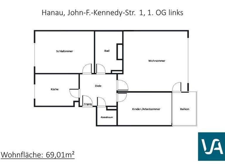 Wohnung zur Miete 759 € 3 Zimmer 69 m² 1. Geschoss frei ab 08.03.2026 John-F.-Kennedy-Str. 1 Großauheim Hanau 63457