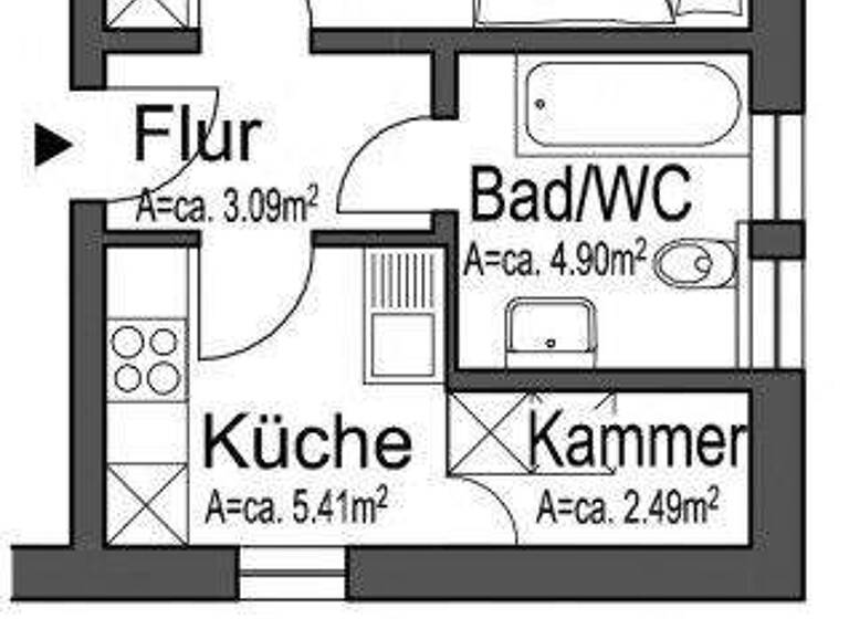 Studio zur Miete 410 € 1 Zimmer 34 m² 1. Geschoss frei ab 01.03.2026 Rudisleben Arnstadt 99310