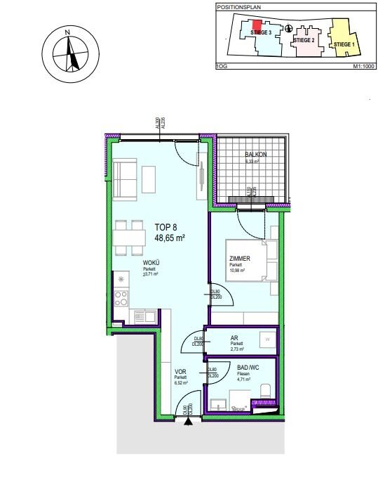 Wohnung zum Kauf 266.441,13 € 2 Zimmer 48,7 m²<br/>Wohnfläche Groß-Enzersdorf 2301