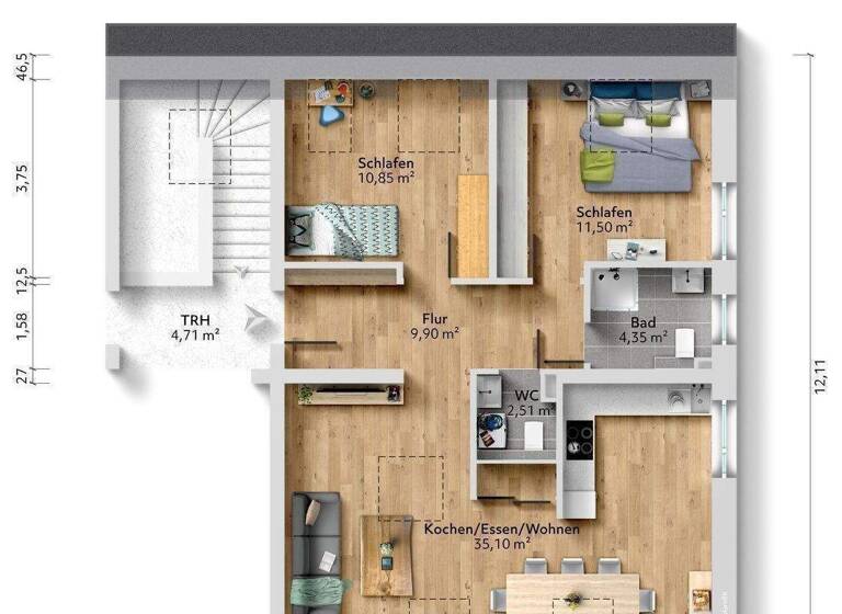 Wohnung zum Kauf 360.000 € 3 Zimmer 75 m² 2. Geschoss frei ab sofort Hofmarkstraße 10 Niedertraubling Obertraubling 93083