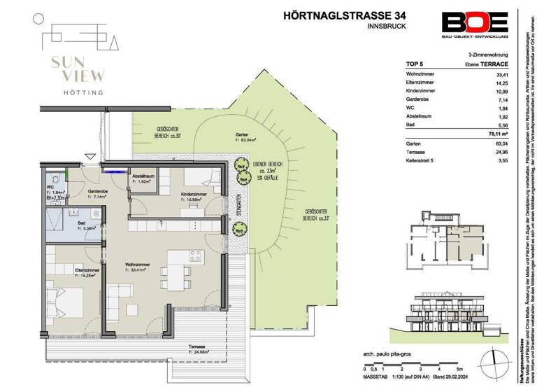 Wohnung zum Kauf - Erstbezug 898.000 € 3 Zimmer 75,1 m² 1. Geschoss Hörtnaglstraße 34 Hötting 6020