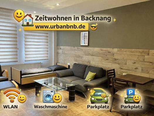 Wohnung zur Miete auf Zeit 1.450 € 1 Zimmer 38 m² frei ab sofort Annonay-Straße Backnang Backnang 71522