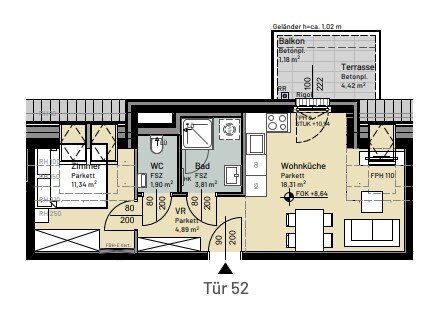 Wohnung zur Miete 719 € 2 Zimmer 40,3 m²<br/>Wohnfläche Wien 1210