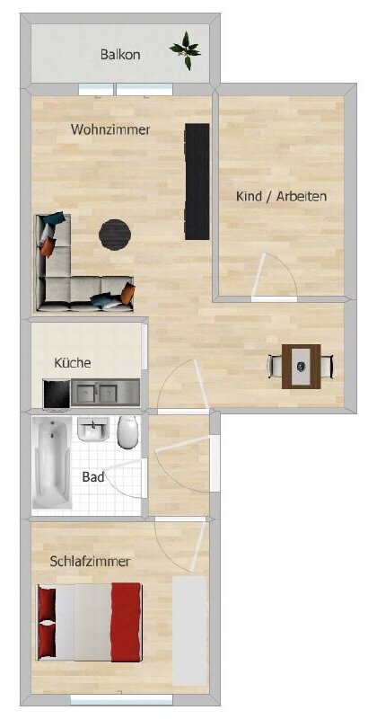 Wohnung zur Miete 337 € 2,5 Zimmer 56,2 m²<br/>Wohnfläche Crimmitschau Crimmitschau 08451