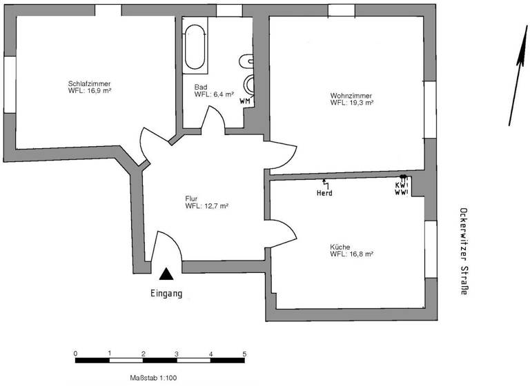Wohnung zur Miete 520 € 2 Zimmer 72,9 m²<br/>Wohnfläche 2.<br/>Geschoss ab sofort<br/>Verfügbarkeit Ockerwitzer Straße 63 Leutewitz Dresden 01157