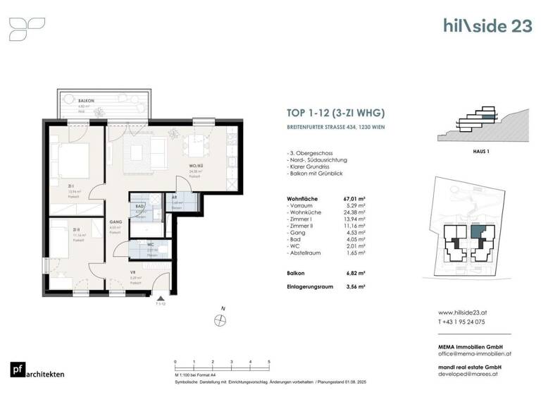 Wohnung zum Kauf - Erstbezug 497.000 € 3 Zimmer 67 m² 3. Geschoss Wien 1230
