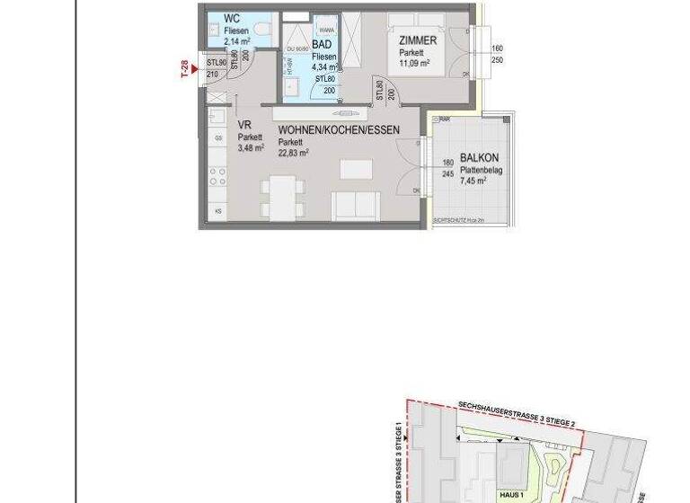 Wohnung zum Kauf - Erstbezug 345.100 € 2 Zimmer 43,8 m² 3. Geschoss Sechshauser Straße Wien 1150