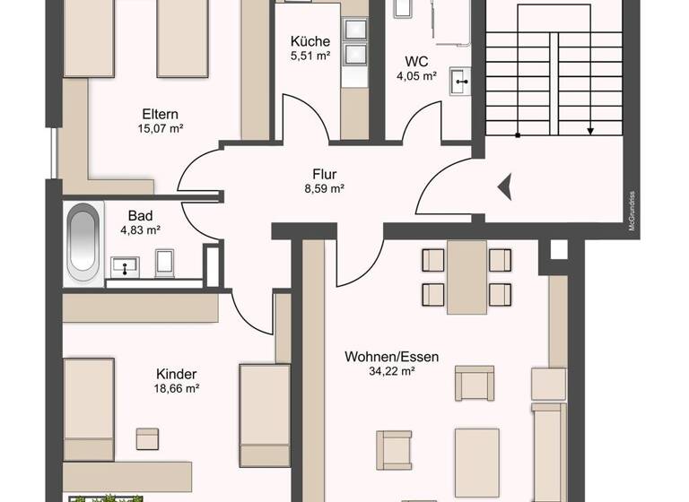 Wohnung zum Kauf 399.000 € 3 Zimmer 96,4 m² 3. Geschoss frei ab sofort Göggingen Augsburg 86199