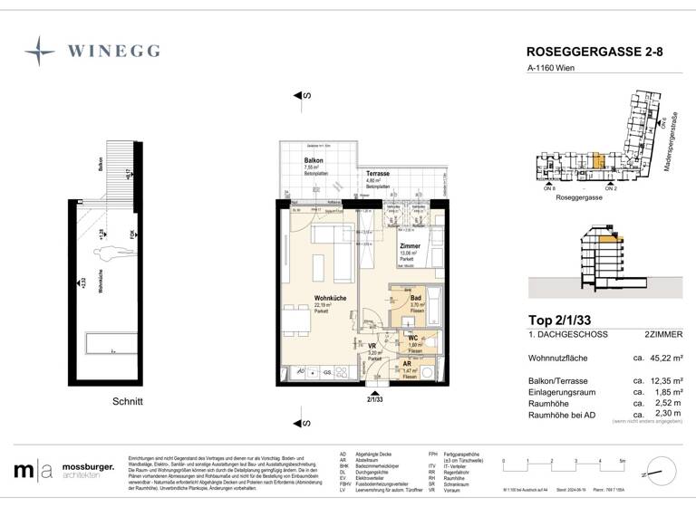 Wohnung zum Kauf - Erstbezug 375.000 € 2 Zimmer 45,2 m² 6. Geschoss Roseggergasse 2-8 Wien 1160