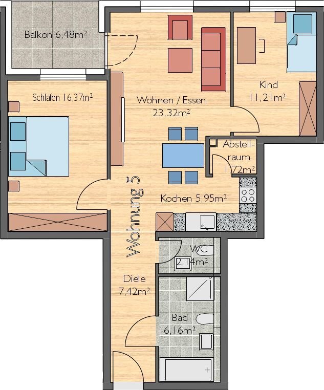 Wohnung zum Kauf provisionsfrei 477.500 € 3 Zimmer 77,5 m²<br/>Wohnfläche 1.<br/>Geschoss Mühlstraße 1 Herrenberg Herrenberg 71083