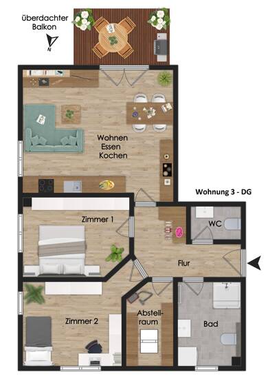Wohnung zum Kauf provisionsfrei 291.000 € 3 Zimmer 87 m² Dachgeschoss Klein Meckelsen Klein Meckelsen 27419