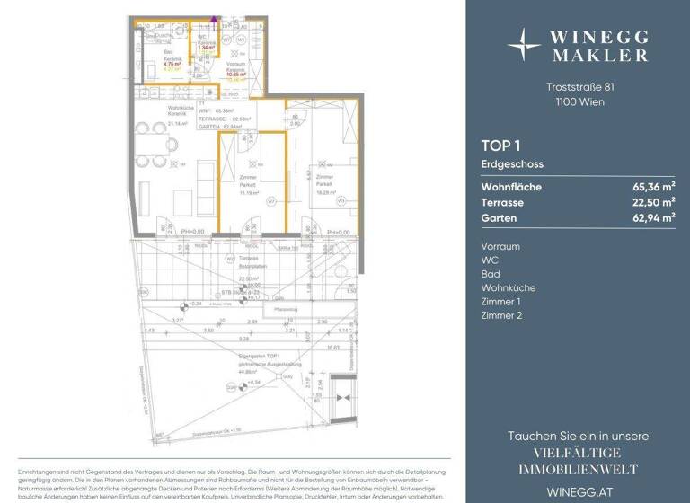 Büro zur Miete - Erstbezug 1.373 € 3 Zimmer Troststraße 81 Wien 1100