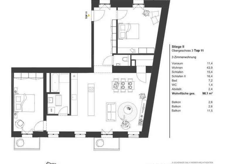 Wohnung zum Kauf - Erstbezug 908.430 € 3 Zimmer 98,1 m² Wien 1030