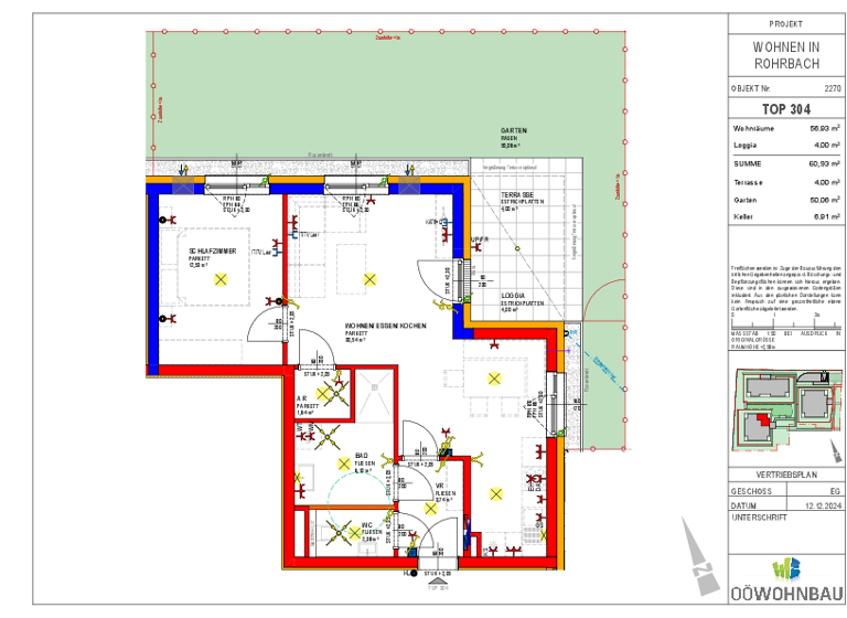 Wohnung zur Miete - Erstbezug 632 € 2 Zimmer 56,9 m² EG Fadingerstraße Rohrbach-Berg 4150