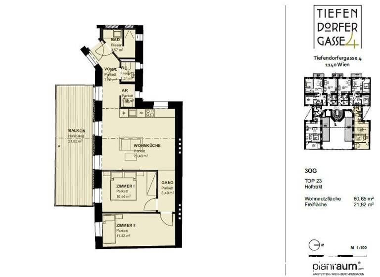 Wohnung zum Kauf - Erstbezug 458.000 € 3 Zimmer 60,6 m² 3. Geschoss Wien 1140