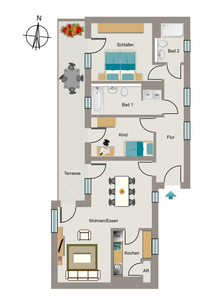 Wohnung zur Miete 1.759 € 3,5 Zimmer 103,5 m²<br/>Wohnfläche 6.<br/>Geschoss 01.04.2025<br/>Verfügbarkeit Worringer Straße 20A Stadtmitte Düsseldorf 40211