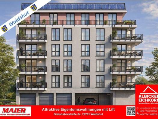 Wohnung zum Kauf provisionsfrei 418.500 € 3 Zimmer 93 m² 1. Geschoss Grieshaberstr. 5 Waldshut Waldshut-Tiengen 79761