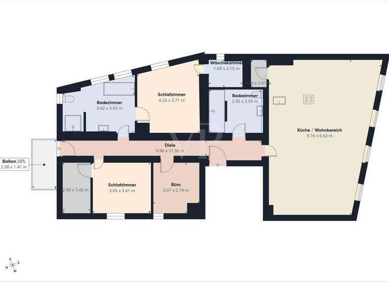 Wohnung zur Miete 1.600 € 4 Zimmer 139,2 m² 2. Geschoss Innenstadt Aschaffenburg 63739