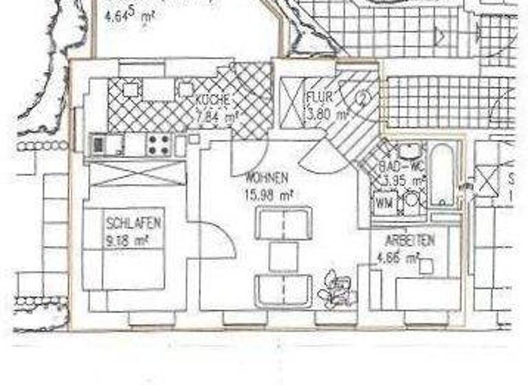 Wohnung zur Miete 320 € 2,5 Zimmer 49 m² EG frei ab sofort Robert-Müller-Str. 38 Bahnhofsvorstadt Zwickau 08056