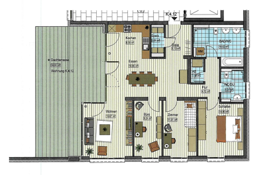 Wohnung zur Miete 1.490 € 4 Zimmer 124,6 m² 4. Geschoss Stadtmitte Neu-Ulm 89231
