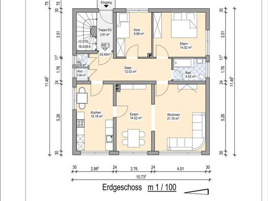 Wohnung zur Miete 750 € 4 Zimmer 93,5 m² EG Simrockstr. 1 Bendorf 56170