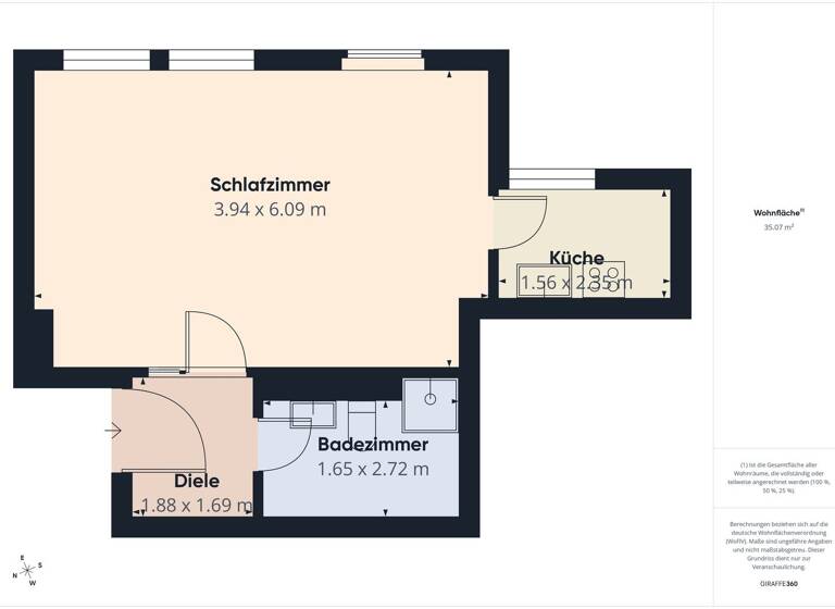 Studio zur Miete 500 € 1 Zimmer 35 m² 1. Geschoss frei ab sofort Innenstadt Trier 54290