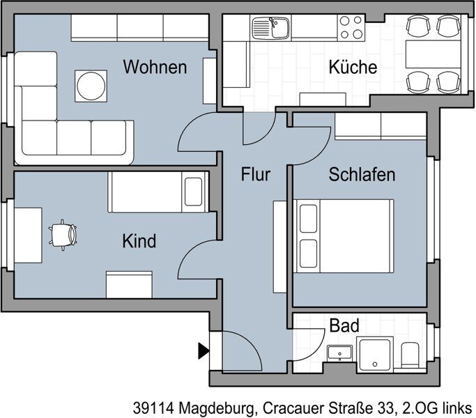 Wohnung zur Miete 413 € 3 Zimmer 59,9 m²<br/>Wohnfläche 2.<br/>Geschoss 22.12.2024<br/>Verfügbarkeit Cracauer Str. 33 Alt Cracau Magdeburg 39114