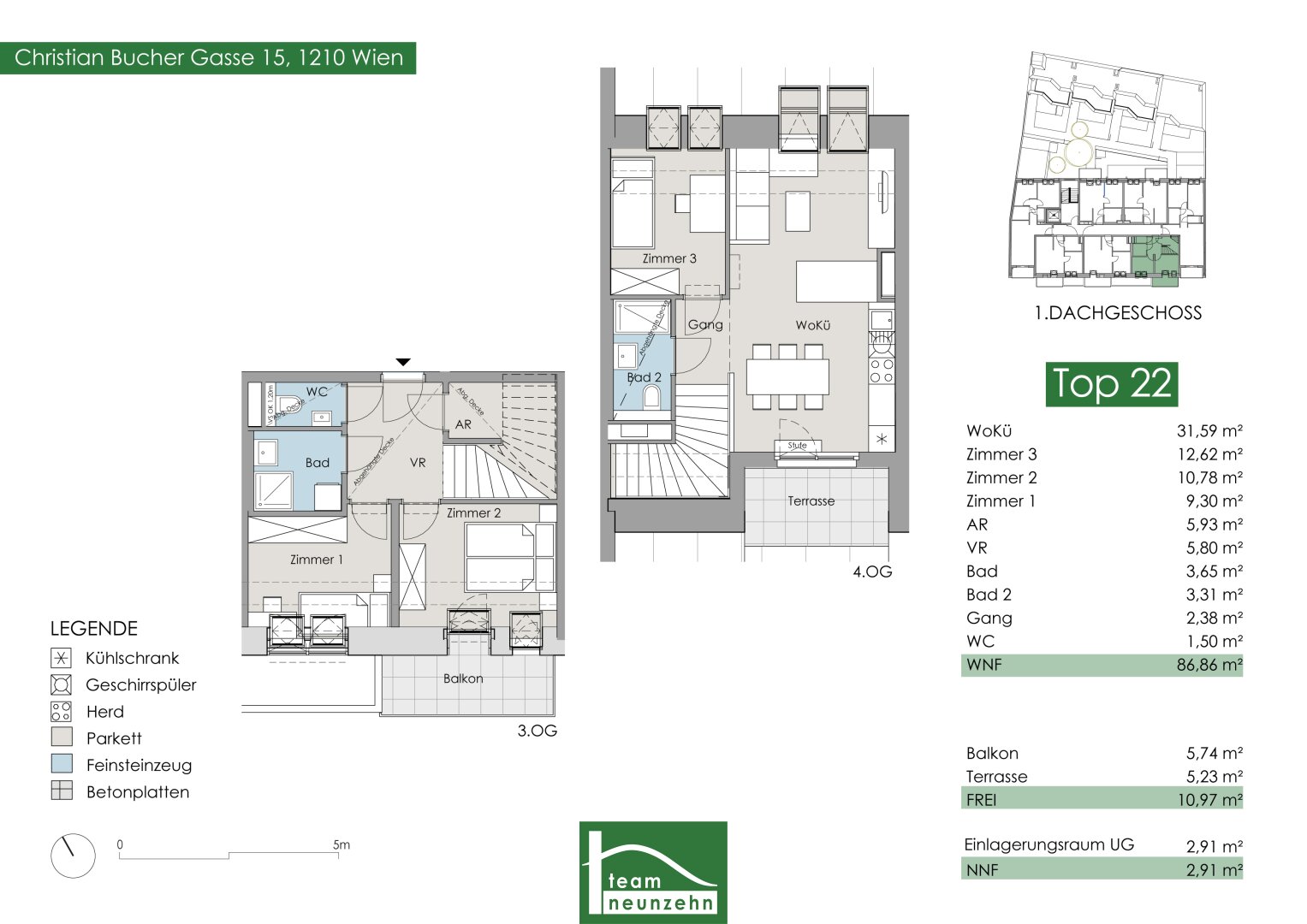 Wohnung zum Kauf provisionsfrei 484.600 € 4 Zimmer 86,9 m²<br/>Wohnfläche Christian-Bucher-Gasse 15 Wien 1210