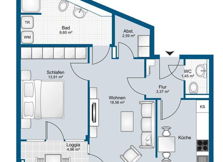 Wohnung zur Miete - Erstbezug 780 € 3 Zimmer 61 m² EG Lingen 49808