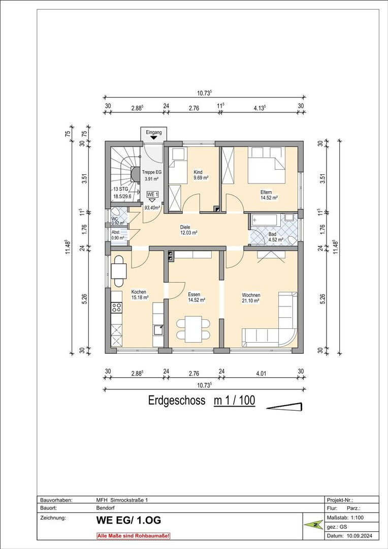 Wohnung zur Miete 800 € 4 Zimmer 93,5 m²<br/>Wohnfläche EG<br/>Geschoss Simrockstr. 1 Bendorf Bendorf 56170