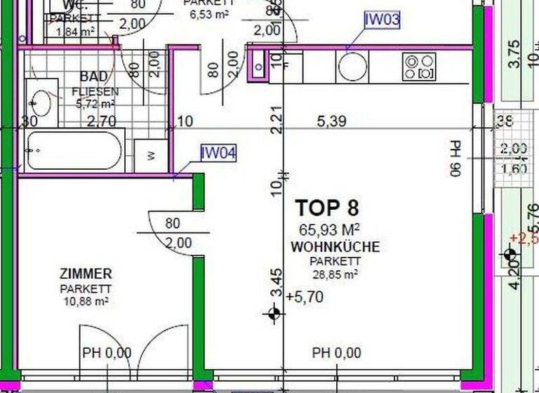 Wohnung zur Miete - Erstbezug 1.740 € 3 Zimmer 65,9 m² 2. Geschoss Heiligenstädter Straße 395a Wien 1190