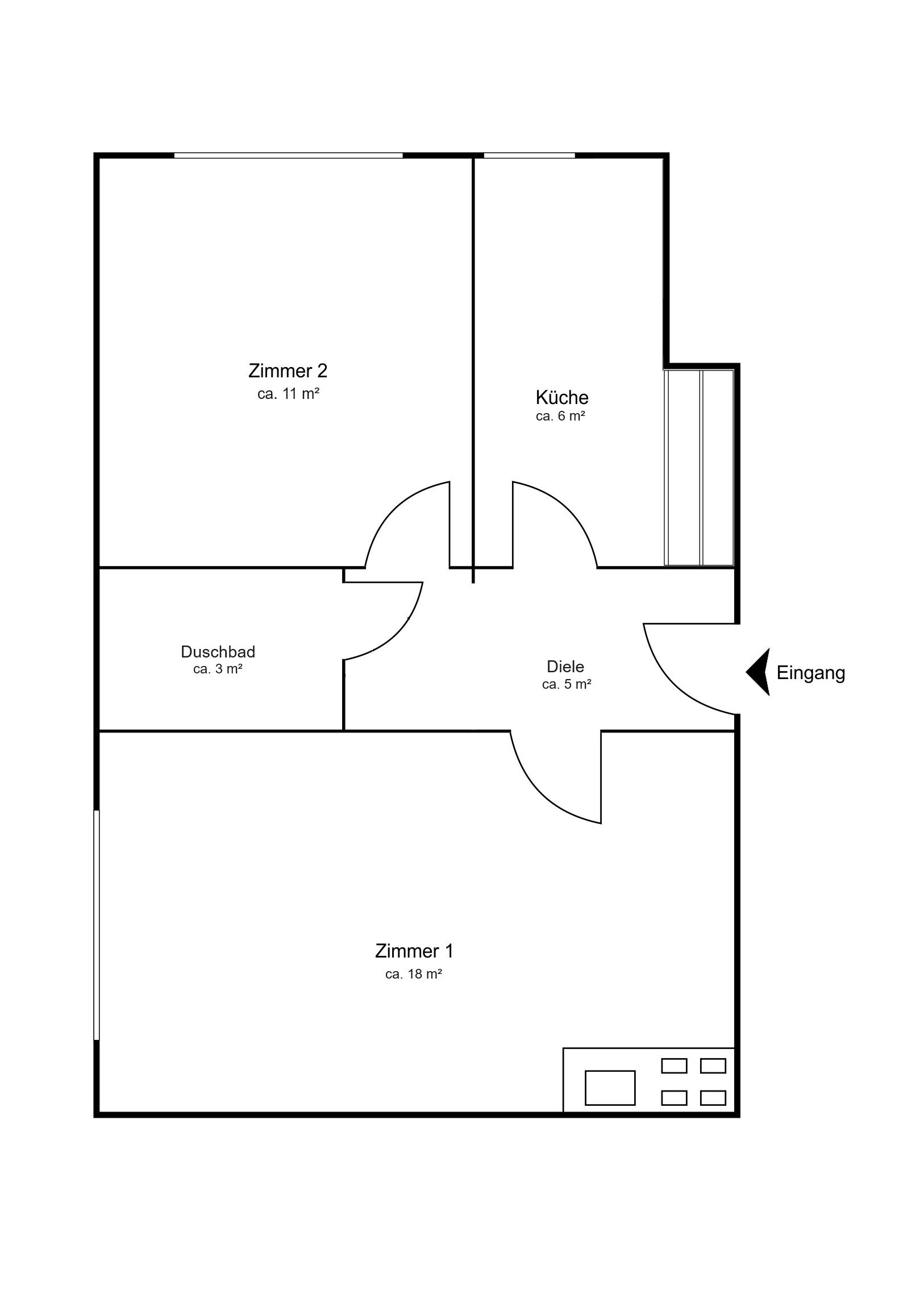 Wohnung zum Kauf 349.500 € 2 Zimmer 43 m²<br/>Wohnfläche Winterhude Hamburg 22299