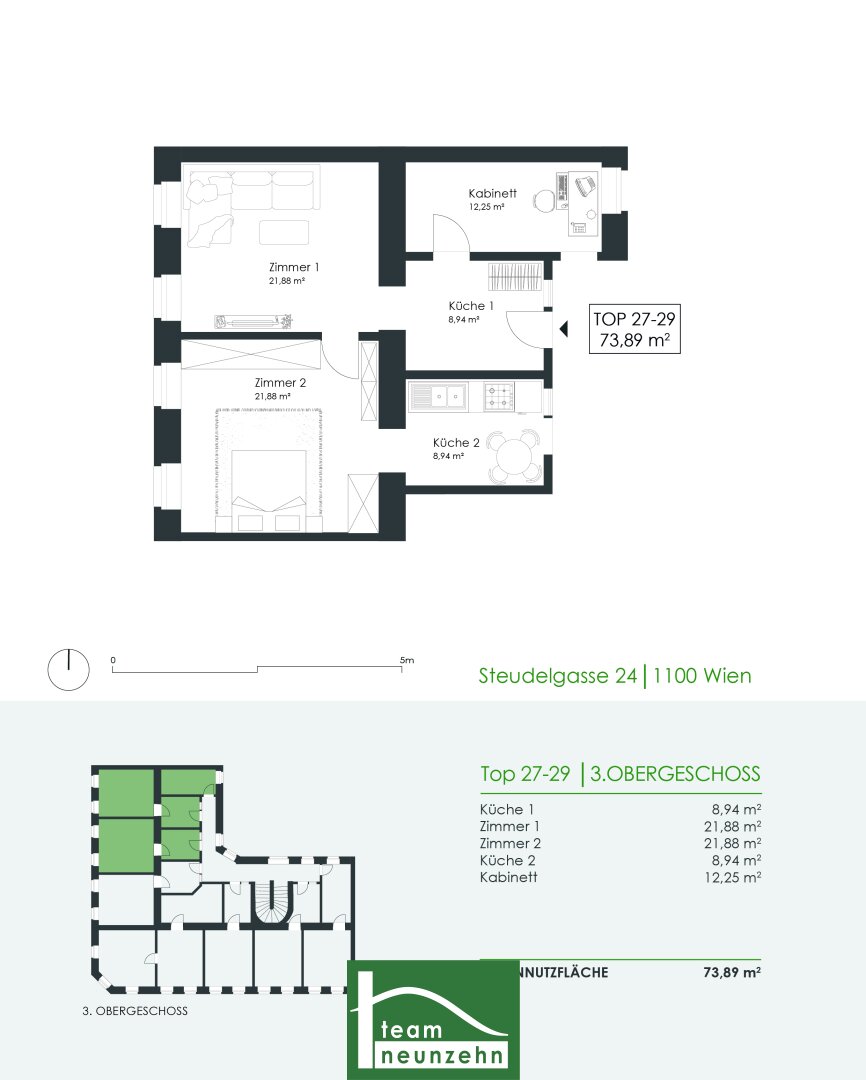 Wohnung zum Kauf 147.780 € 2 Zimmer 73,4 m²<br/>Wohnfläche 3.<br/>Geschoss Steudelgasse 24 Wien 1100