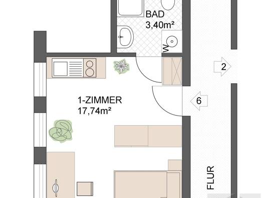 Studio zur Miete 240 € 1 Zimmer 21 m² 1. Geschoss frei ab 01.10.2026 Am Weiher 3 Burgoberbach Burgoberbach 91595