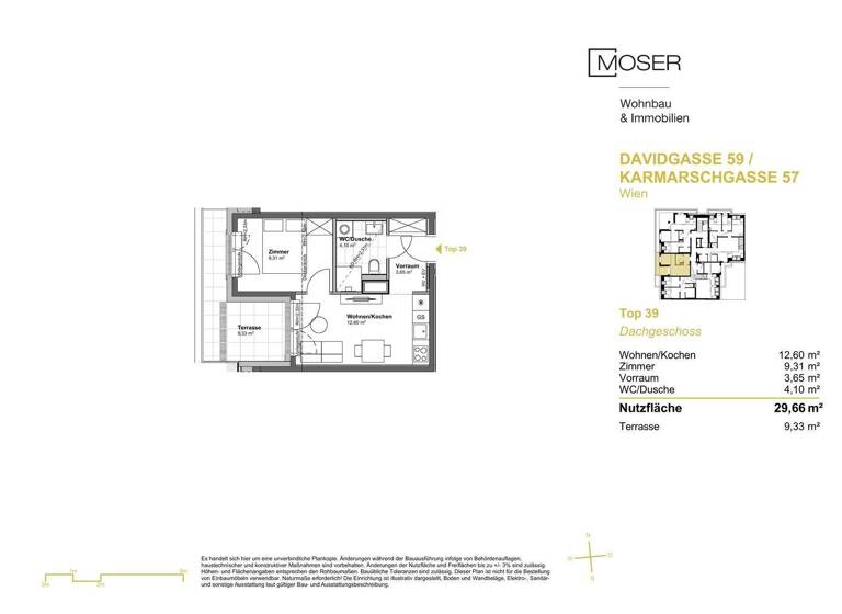 Wohnung zum Kauf - Erstbezug provisionsfrei 269.900 € 2 Zimmer 29,7 m² 7. Geschoss Davidgasse 59 Wien 1100