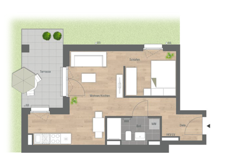 Wohnung zum Kauf provisionsfrei 379.000 € 1,5 Zimmer 42,3 m² Oberschleißheim 85764