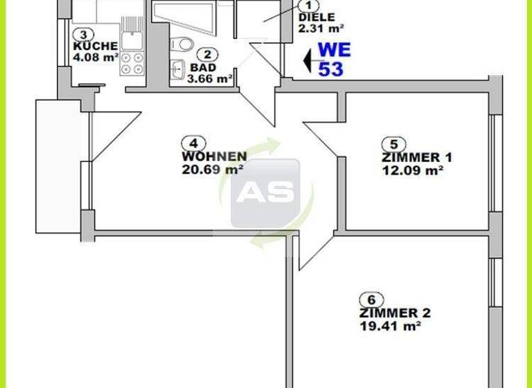 Wohnung zur Miete 350 € 3 Zimmer 64,1 m² 1. Geschoss frei ab 01.04.2026 Karl-Kippenhahn-Straße 27 Mosel Zwickau 08058
