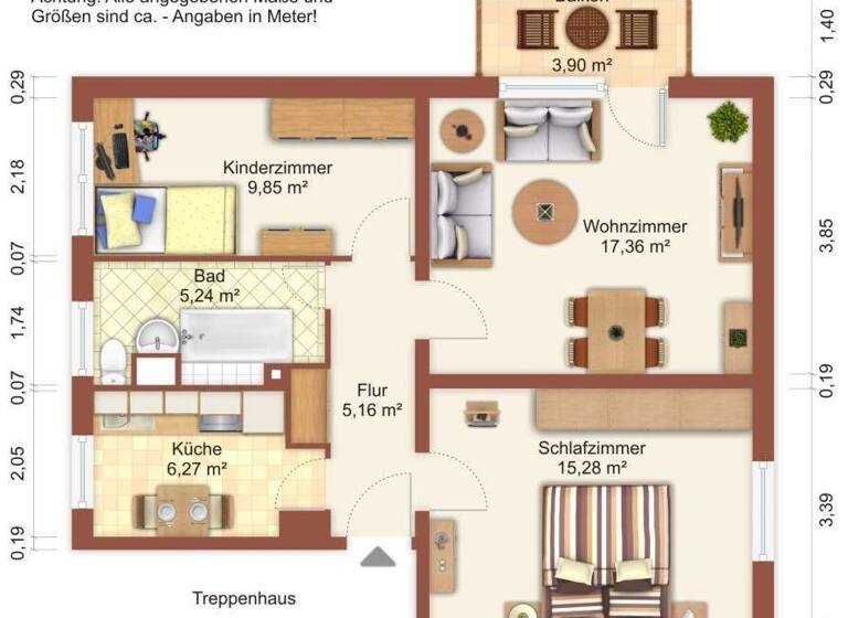 Wohnung zur Miete 544 € 3 Zimmer 59,2 m² 2. Geschoss Karl-Behrendt-Weg 5 Südstadt Greifswald 17491