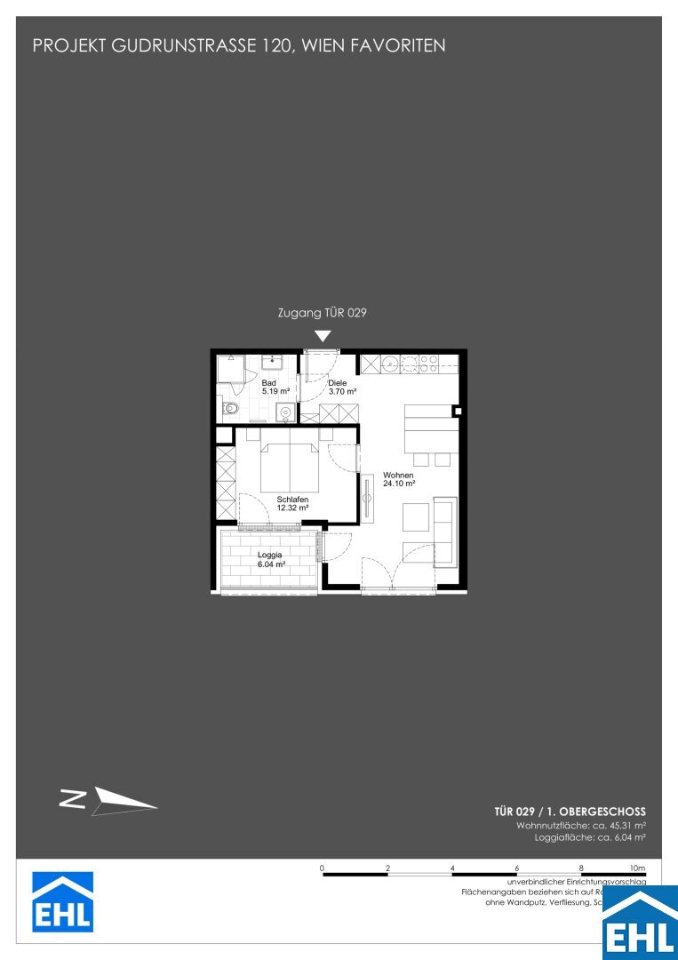 Wohnung zum Kauf 239.600 € 2 Zimmer 45,3 m²<br/>Wohnfläche 1.<br/>Geschoss Gudrunstraße Wien 1100