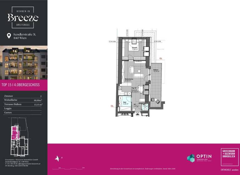 Wohnung zum Kauf - Erstbezug 447.588 € 2 Zimmer 60 m² frei ab 01.12.2027 Wien 1140