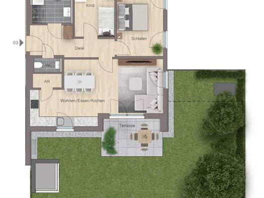 Wohnung zur Miete - Erstbezug 1.090 € 3 Zimmer 80,3 m² EG Am Hochgericht 13 Roth 91154