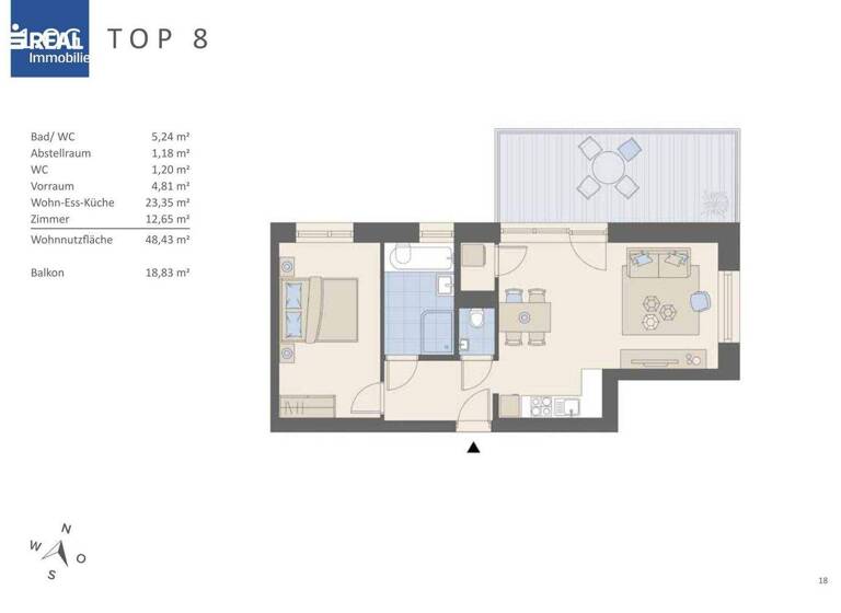 Wohnung zum Kauf - Erstbezug provisionsfrei 289.000 € 2 Zimmer 1. Geschoss Jakomini Graz,08.Bez.:Sankt Peter 8042