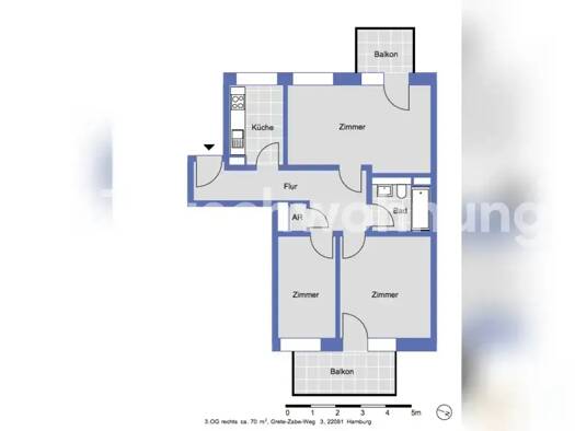 Wohnung zur Miete nur mit Wohnberechtigungsschein Tauschwohnung 480 € 2,5 Zimmer 70 m² 3. Geschoss Alsterdorf Hamburg 22081
