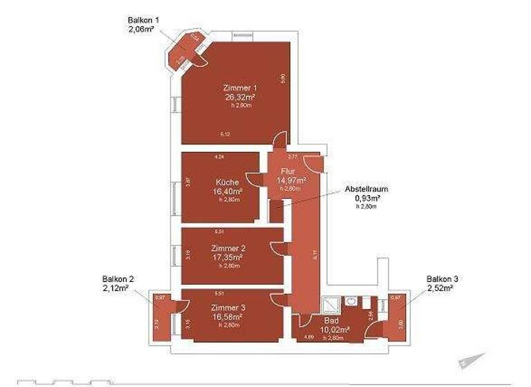 Wohnung zur Miete 1.093 € 3 Zimmer 109,3 m² 2. Geschoss frei ab 01.06.2026 Paulstraße 1 Äußere Neustadt Dresden 01099